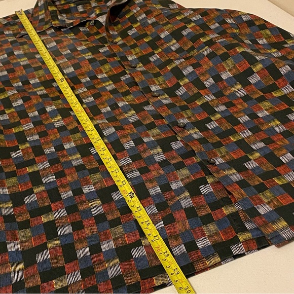 Riscatto Shirt Mens Size L Multicolor Geometric Short Sleeve Button Up - Picture 13 of 13